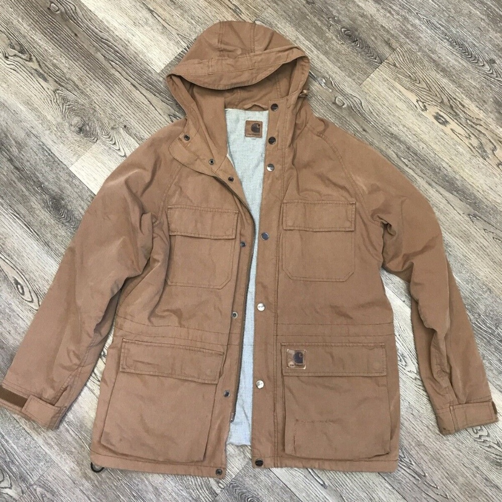 Carhartt men’s parka canvas jacket, zip front with a hood Size XL￼